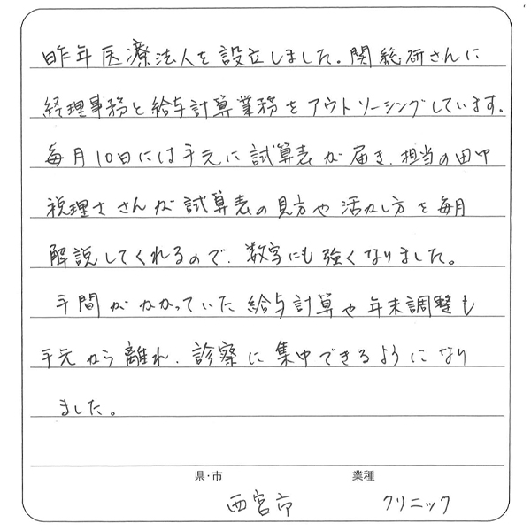 お客様の声 No.11の手書きアンケート